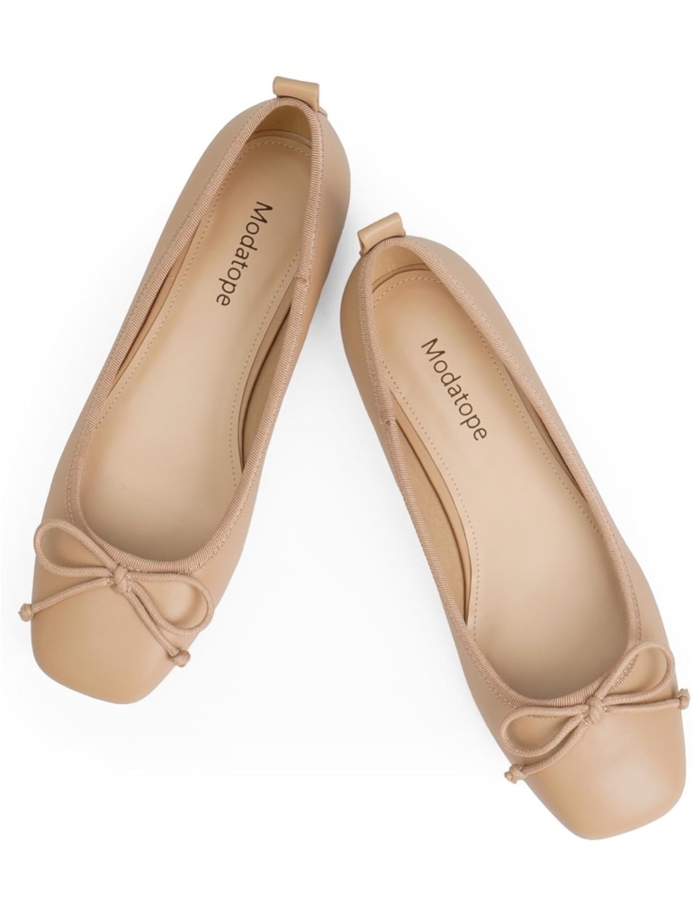 Modatope Women’s Tan Bow Ballet Flats
